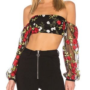 Off the shoulder flower print top